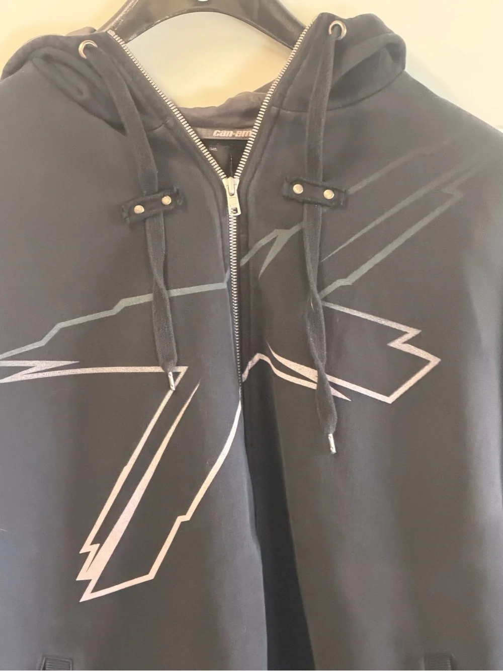 Men's Black Zip Hoodie with Graphic Logo